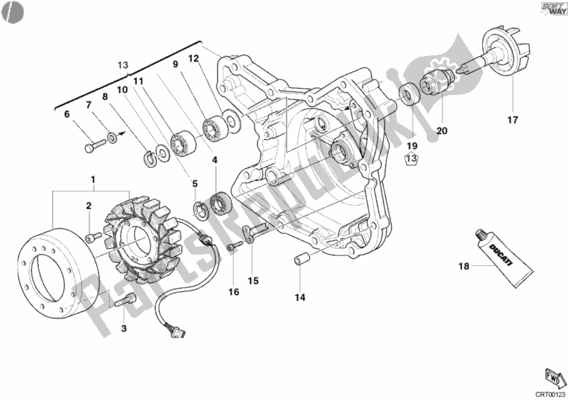 Toutes les pièces pour le Couvercle De Générateur du Ducati Superbike 998 R 2002